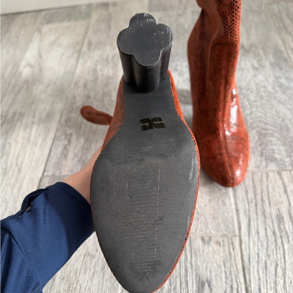 ASOS Women's Snakeskin Pattern Boots - burnt orange - Picture 3 of 4